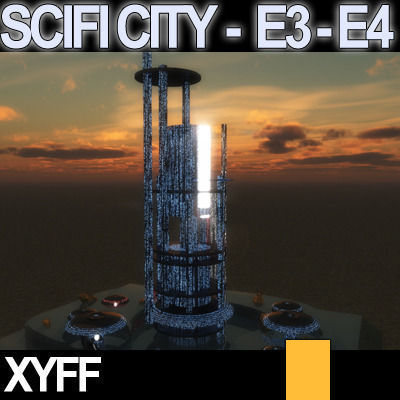Sci Fi City Futuristic Architecture E3 E4 3D model_1