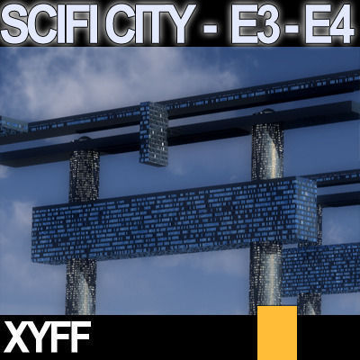 Sci Fi City Futuristic Architecture E3 E4 3D model_3