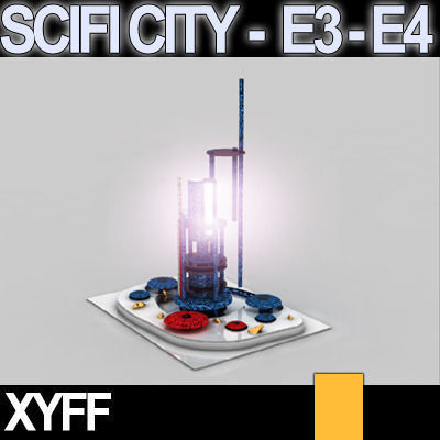 Sci Fi City Futuristic Architecture E3 E4 3D model_12