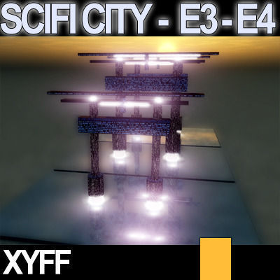 Sci Fi City Futuristic Architecture E3 E4 3D model_10