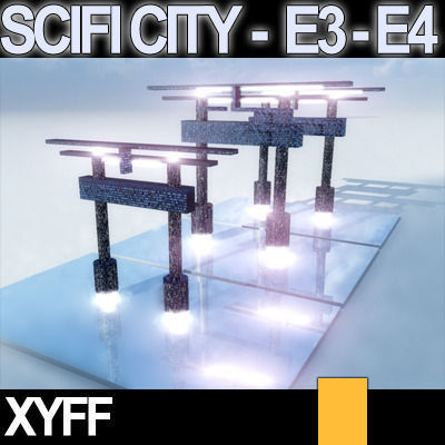 Sci Fi City Futuristic Architecture E3 E4 3D model_6