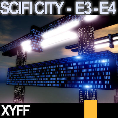 Sci Fi City Futuristic Architecture E3 E4 3D model_5