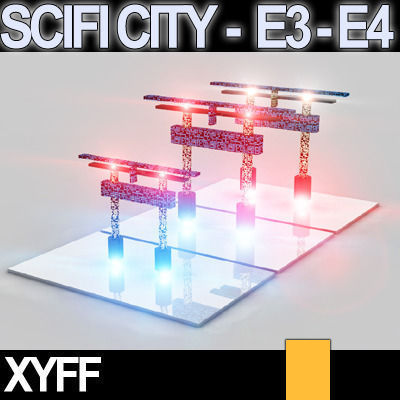 Sci Fi City Futuristic Architecture E3 E4 3D model_9