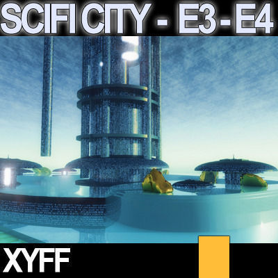 Sci Fi City Futuristic Architecture E3 E4 3D model_4
