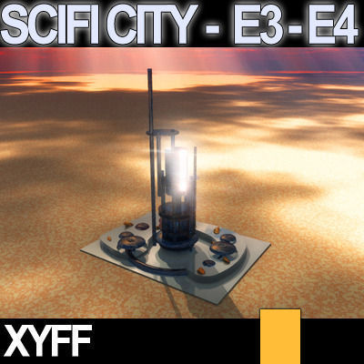 Sci Fi City Futuristic Architecture E3 E4 3D model_8