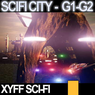 Sci Fi City Futuristic Architecture G1 G2 3D model_9