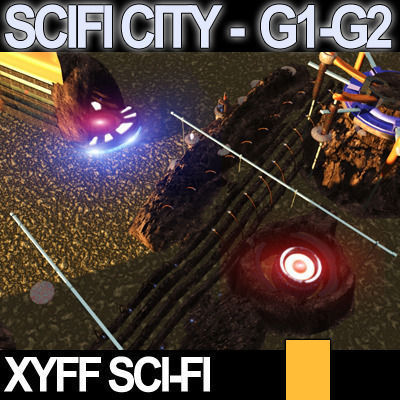 Sci Fi City Futuristic Architecture G1 G2 3D model_10
