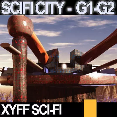 Sci Fi City Futuristic Architecture G1 G2 3D model_0