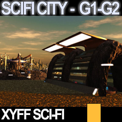 Sci Fi City Futuristic Architecture G1 G2 3D model_8