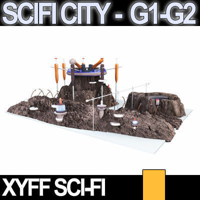 Sci Fi City Futuristic Architecture G1 G2 3D model_3