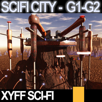 Sci Fi City Futuristic Architecture G1 G2 3D model_13