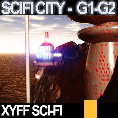 Sci Fi City Futuristic Architecture G1 G2 3D model_1