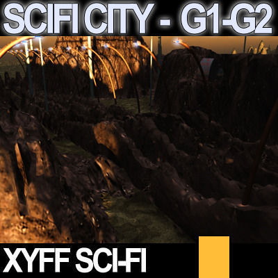 Sci Fi City Futuristic Architecture G1 G2 3D model_12