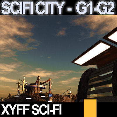 Sci Fi City Futuristic Architecture G1 G2 3D model_7