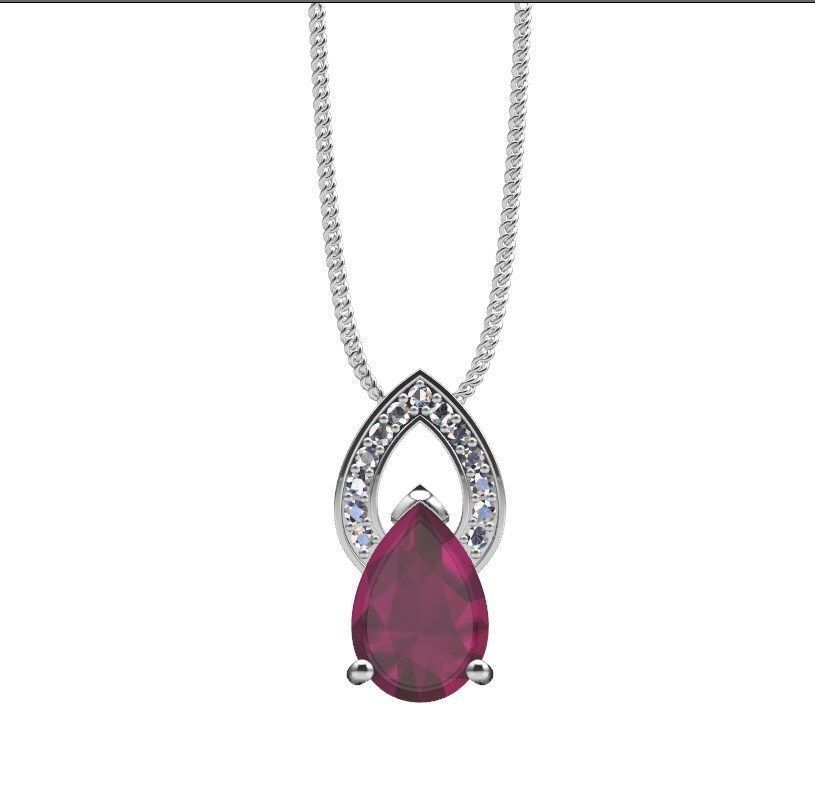 Pendant  Design Pear Shape Ruby Gem With Diamonds - CC123B 3D print model_17