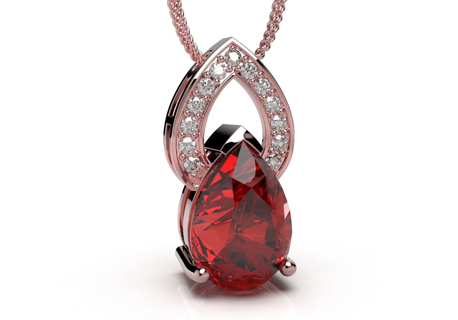 Pendant  Design Pear Shape Ruby Gem With Diamonds - CC123B 3D print model_10