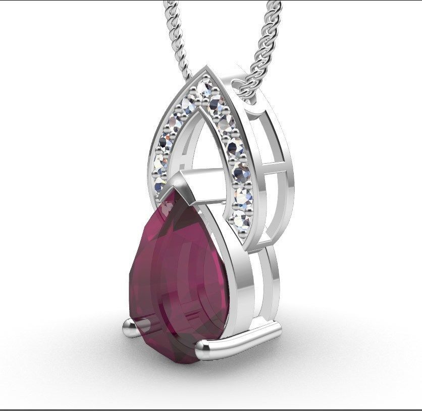Pendant  Design Pear Shape Ruby Gem With Diamonds - CC123B 3D print model_21