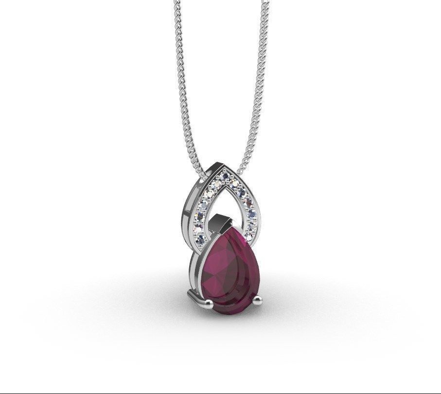 Pendant  Design Pear Shape Ruby Gem With Diamonds - CC123B 3D print model_12