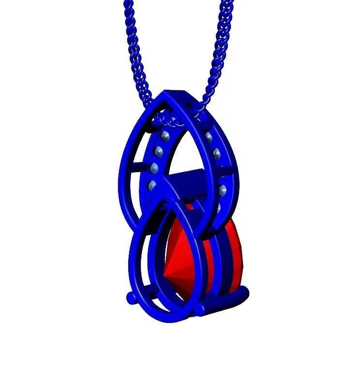 Pendant  Design Pear Shape Ruby Gem With Diamonds - CC123B 3D print model_16