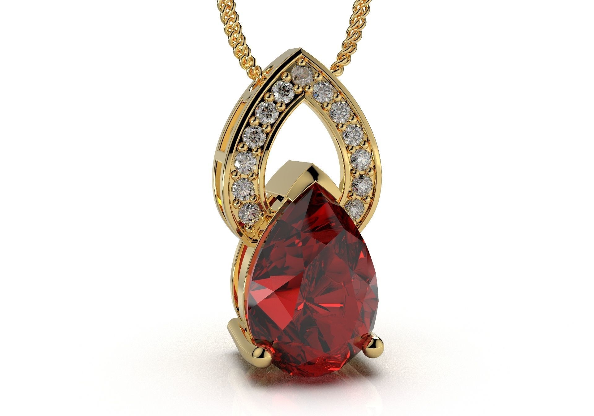 Pendant  Design Pear Shape Ruby Gem With Diamonds - CC123B 3D print model_8