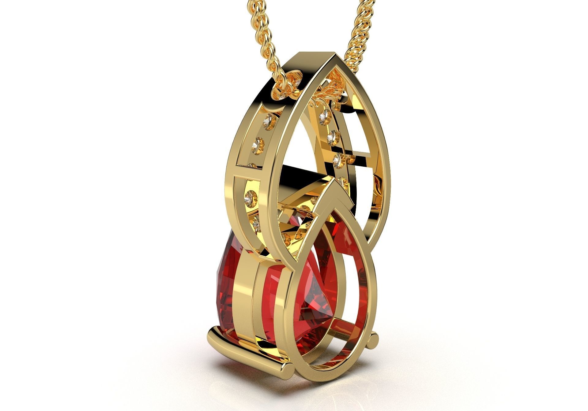 Pendant  Design Pear Shape Ruby Gem With Diamonds - CC123B 3D print model_5