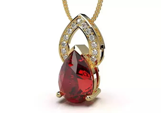 Pendant  Design Pear Shape Ruby Gem With Diamonds - CC123B 3D print model