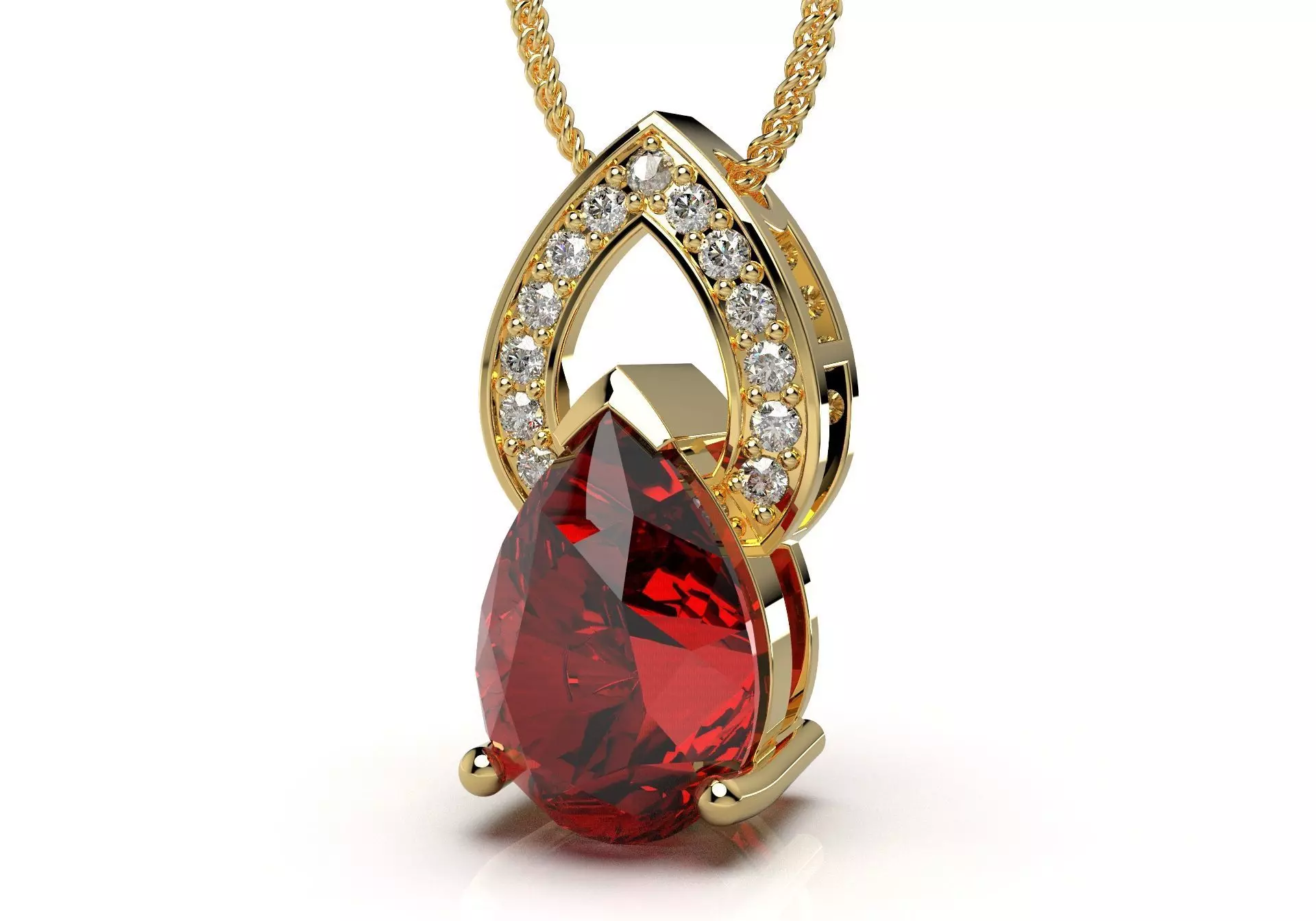Pendant  Design Pear Shape Ruby Gem With Diamonds - CC123B 3D print model_0