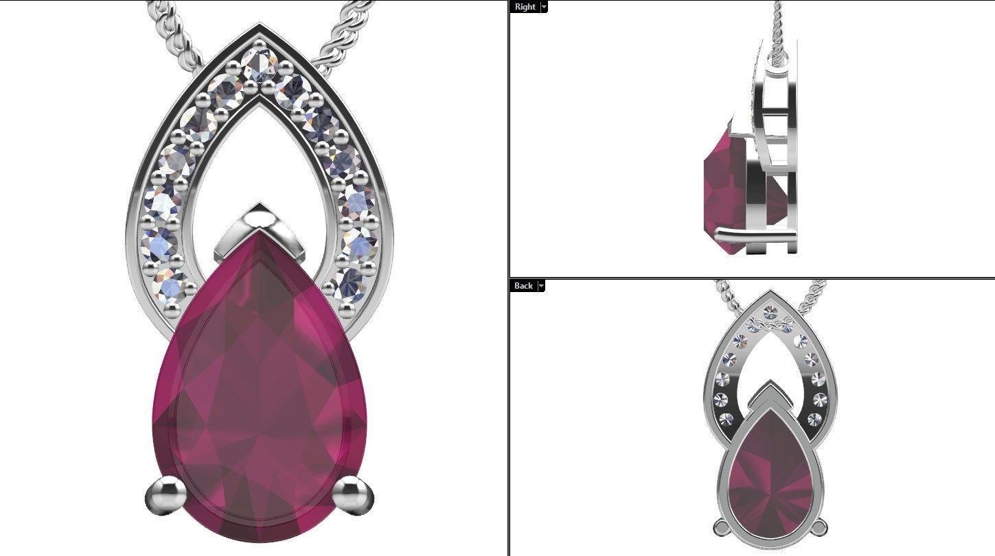 Pendant  Design Pear Shape Ruby Gem With Diamonds - CC123B 3D print model_25