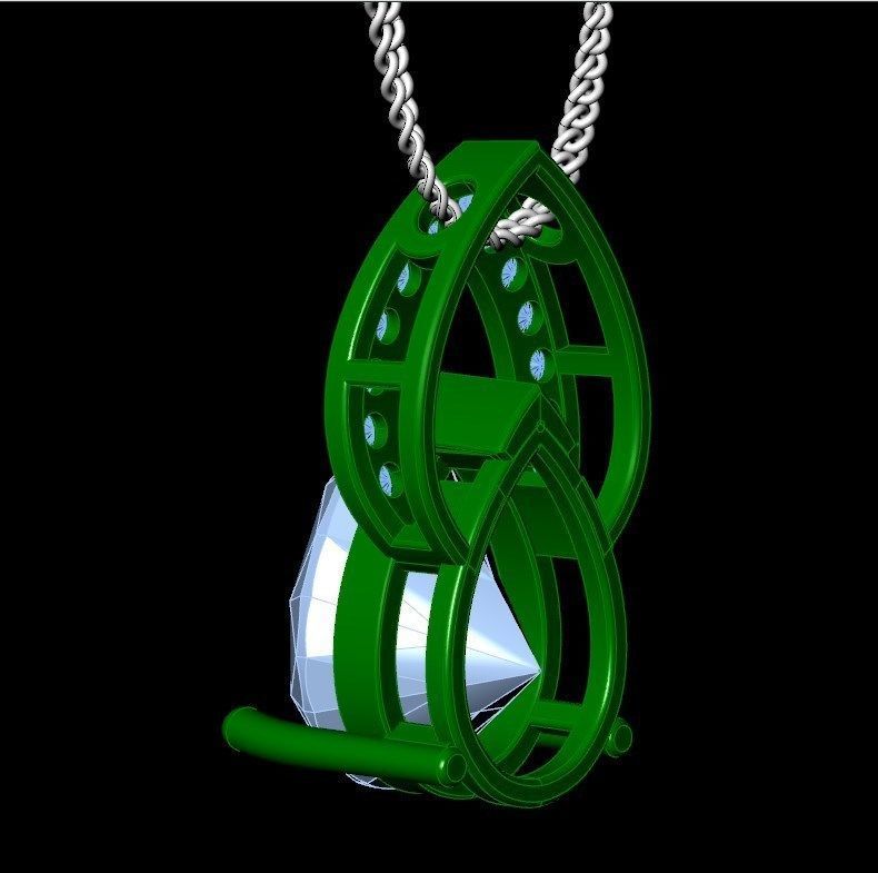 Pendant  Design Pear Shape Ruby Gem With Diamonds - CC123B 3D print model_20