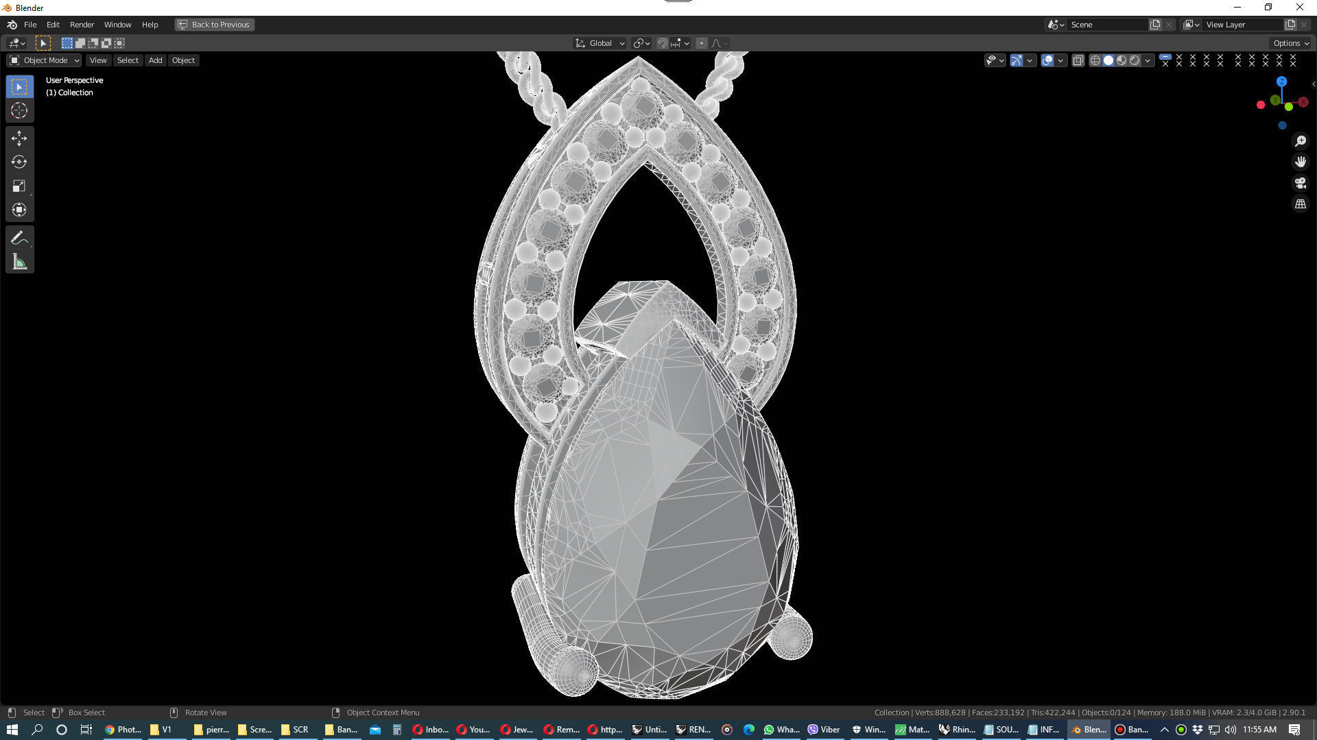 Pendant  Design Pear Shape Ruby Gem With Diamonds - CC123B 3D print model_26