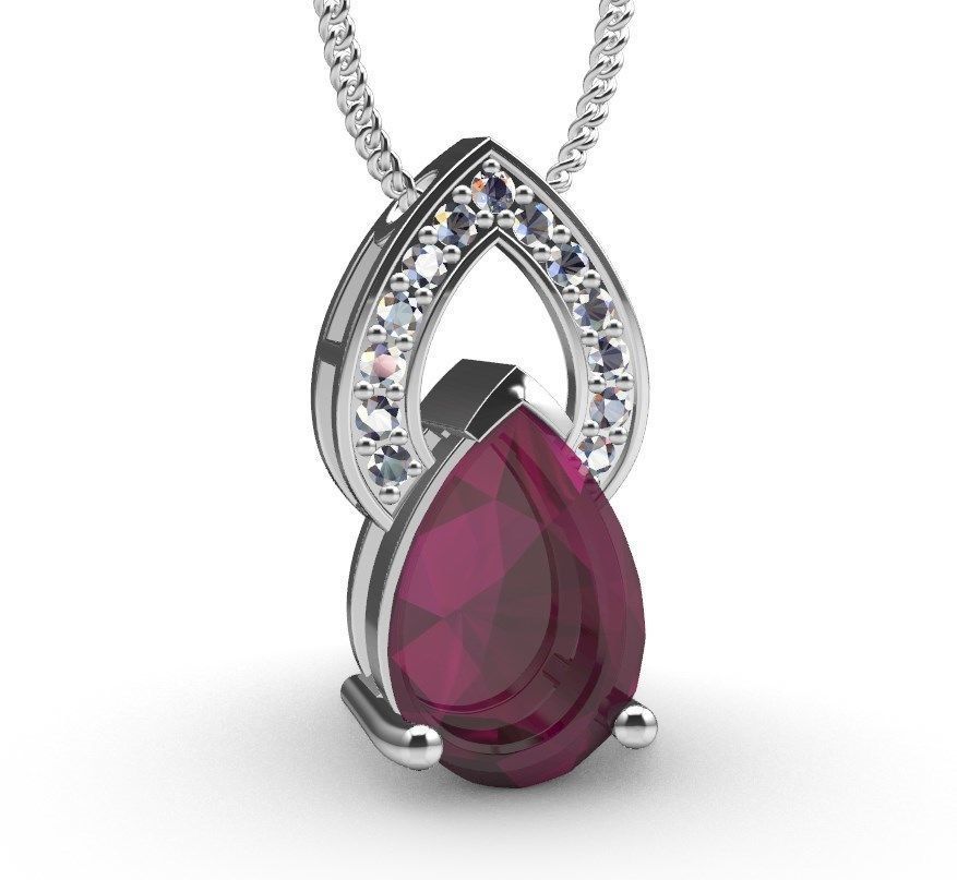 Pendant  Design Pear Shape Ruby Gem With Diamonds - CC123B 3D print model_15