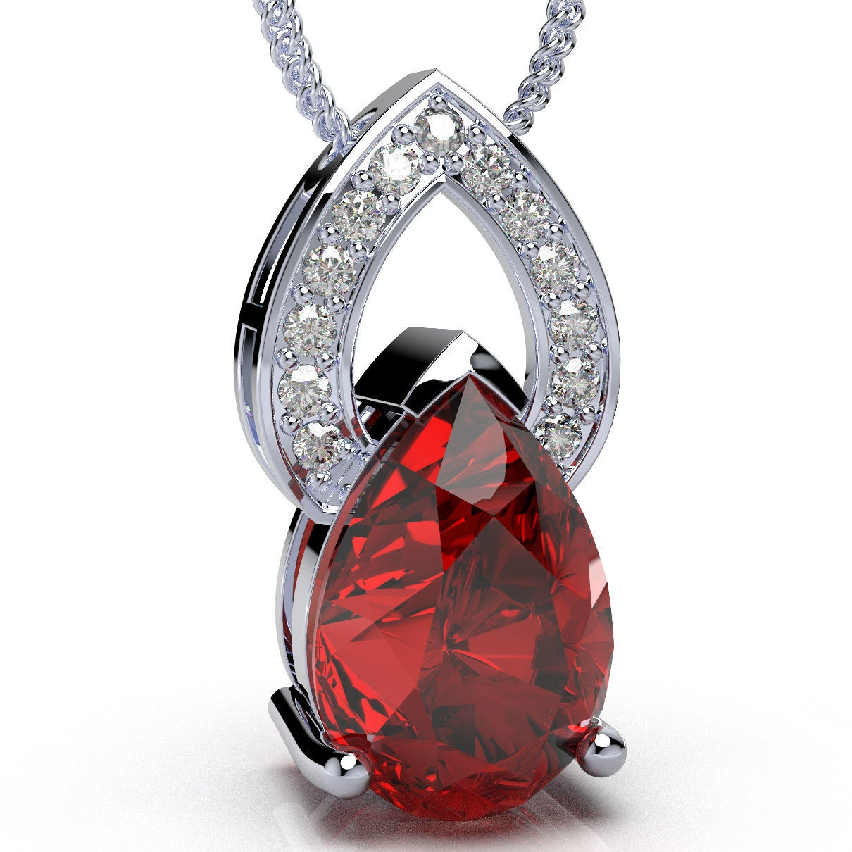 Pendant  Design Pear Shape Ruby Gem With Diamonds - CC123B 3D print model_11