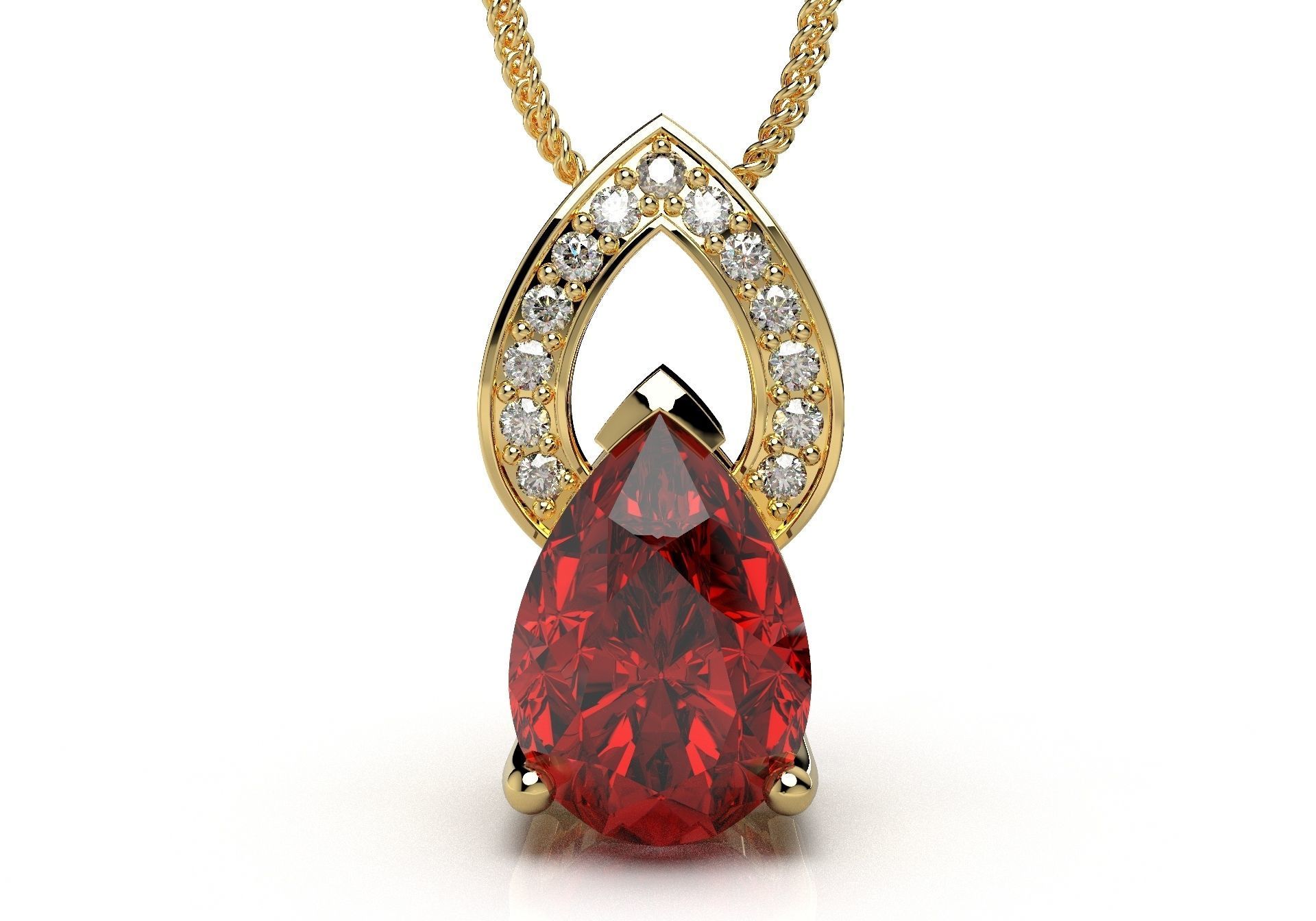 Pendant  Design Pear Shape Ruby Gem With Diamonds - CC123B 3D print model_2