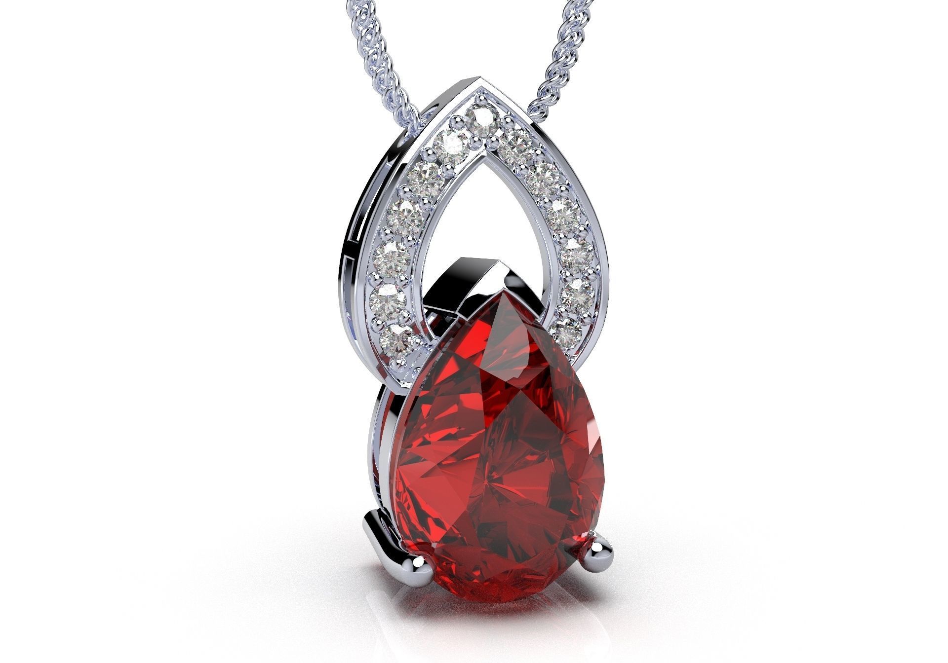 Pendant  Design Pear Shape Ruby Gem With Diamonds - CC123B 3D print model_9