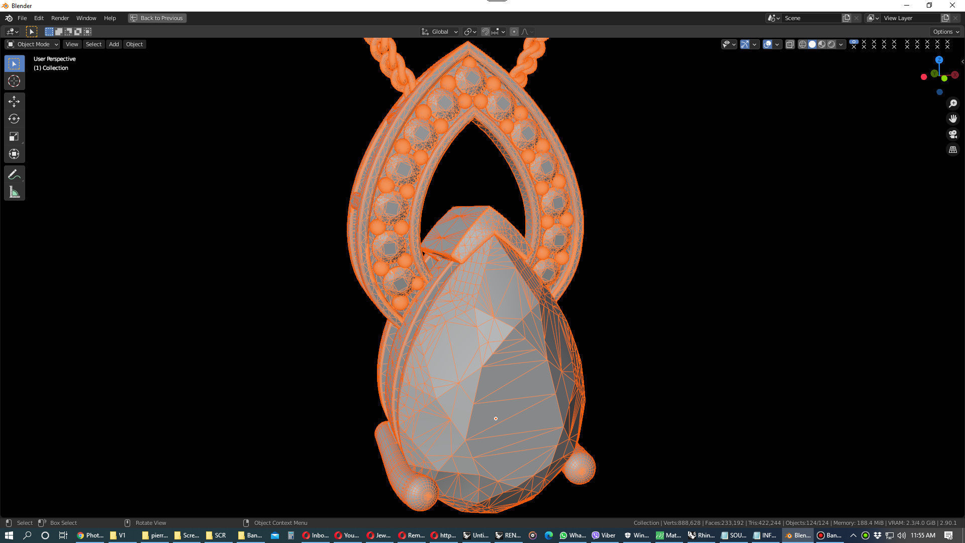 Pendant  Design Pear Shape Ruby Gem With Diamonds - CC123B 3D print model_28
