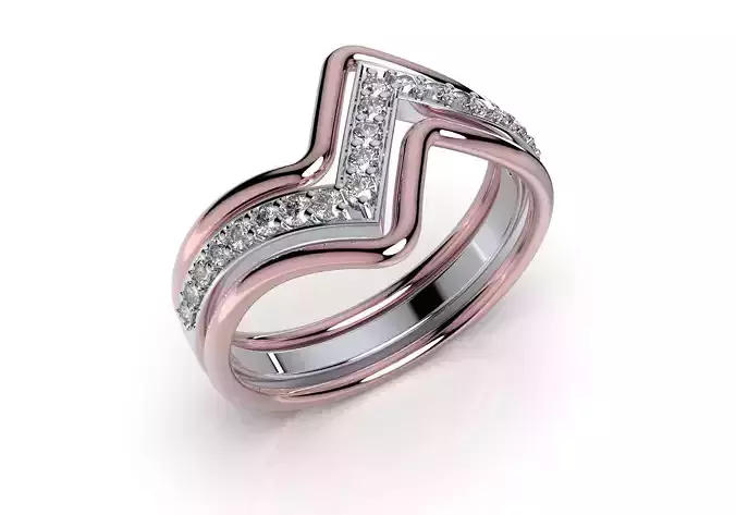 Bridal Set Rings 3D Models Wires Gold Shadow Bands- PI0001-WV