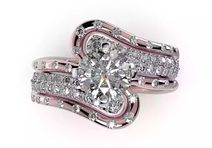 Bridal Set Ring Diamond Ring All Set CAD Design-PI0003-SBS 3D print model