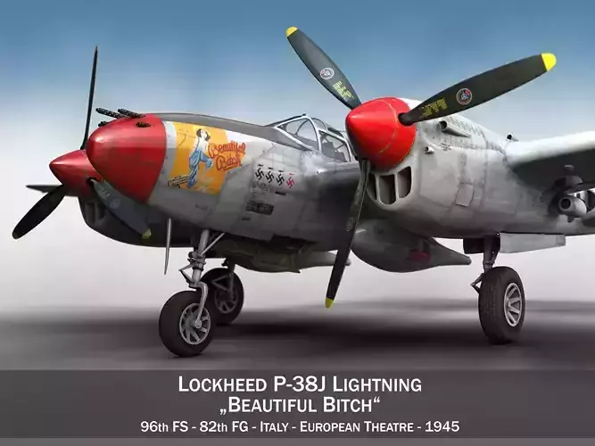 Lockheed P-38 Lightning - Beautiful Bitch 3D model