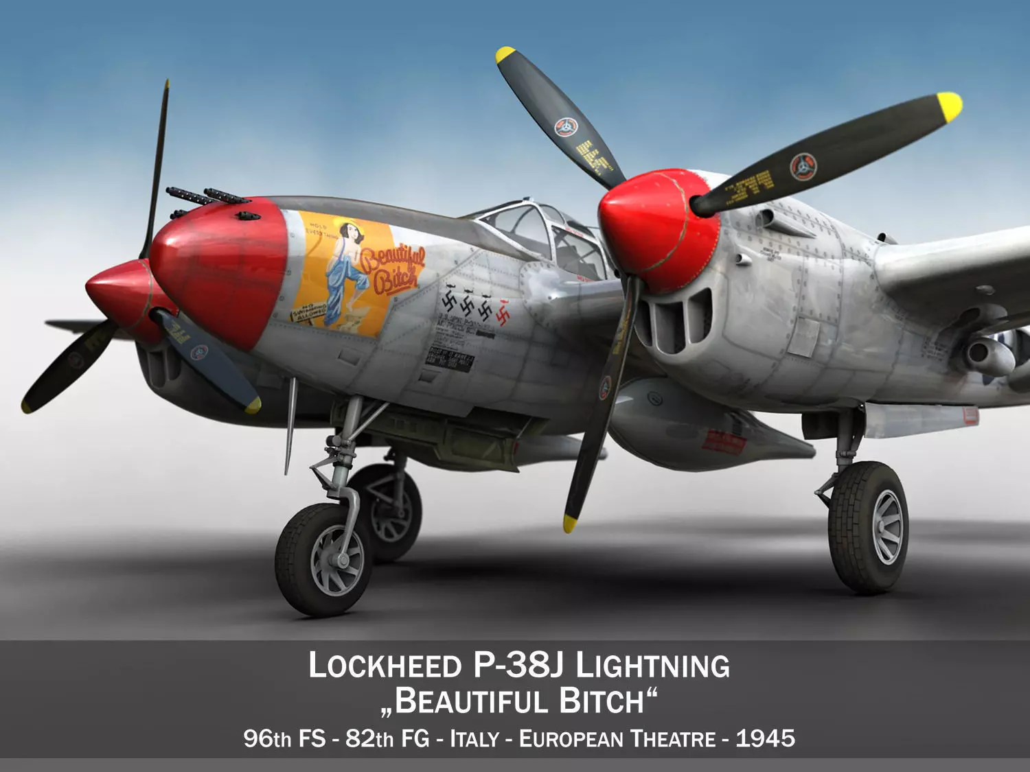 Lockheed P-38 Lightning - Beautiful Bitch 3D model_0