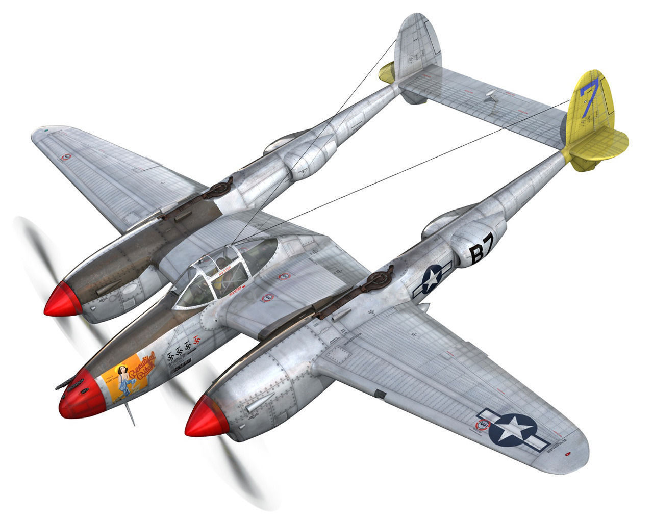 Lockheed P-38 Lightning - Beautiful Bitch 3D model_3