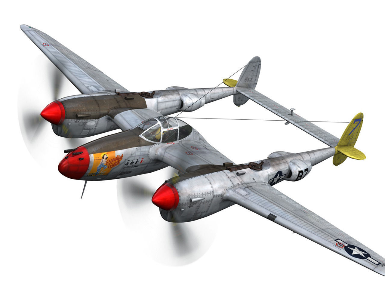 Lockheed P-38 Lightning - Beautiful Bitch 3D model_1
