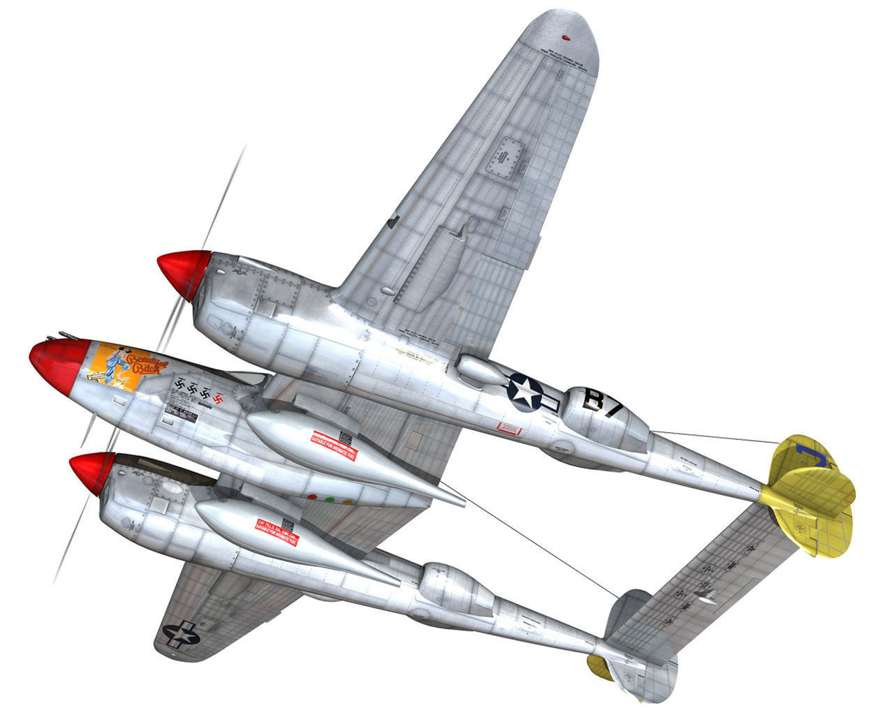 Lockheed P-38 Lightning - Beautiful Bitch 3D model_2