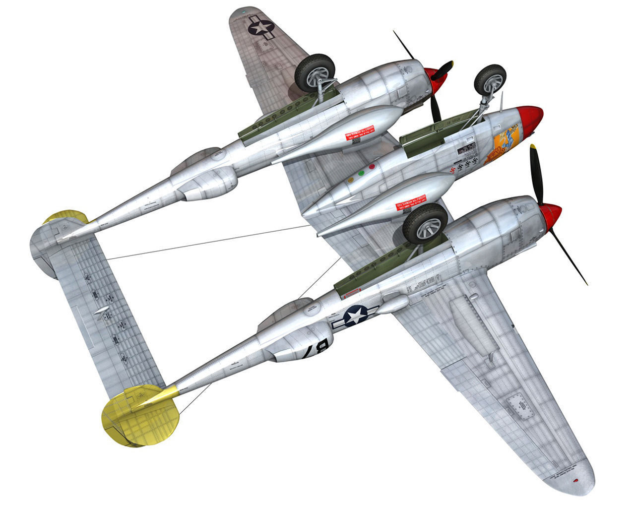 Lockheed P-38 Lightning - Beautiful Bitch 3D model_14