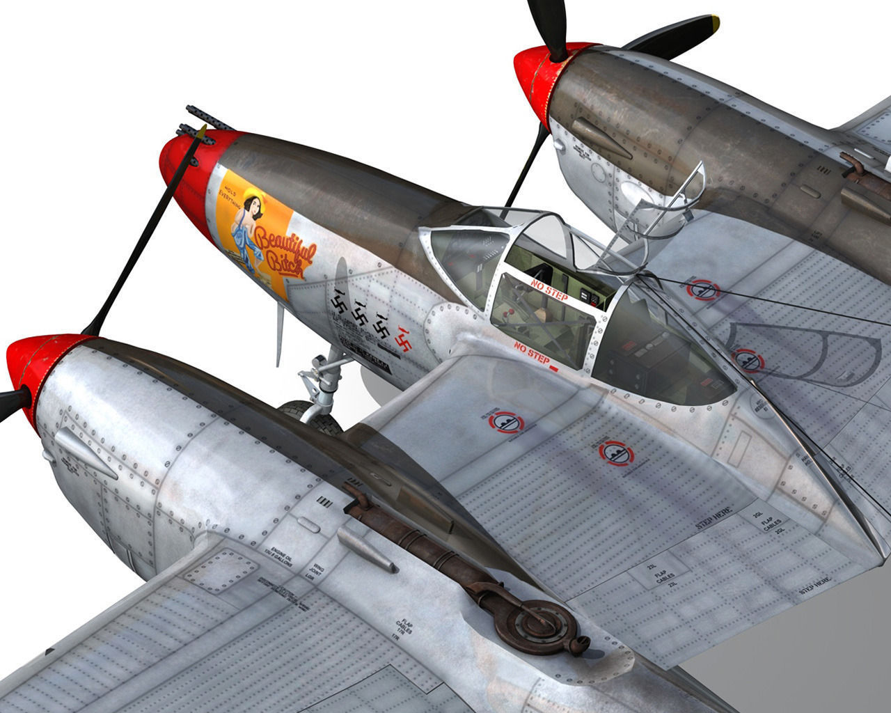 Lockheed P-38 Lightning - Beautiful Bitch 3D model_15