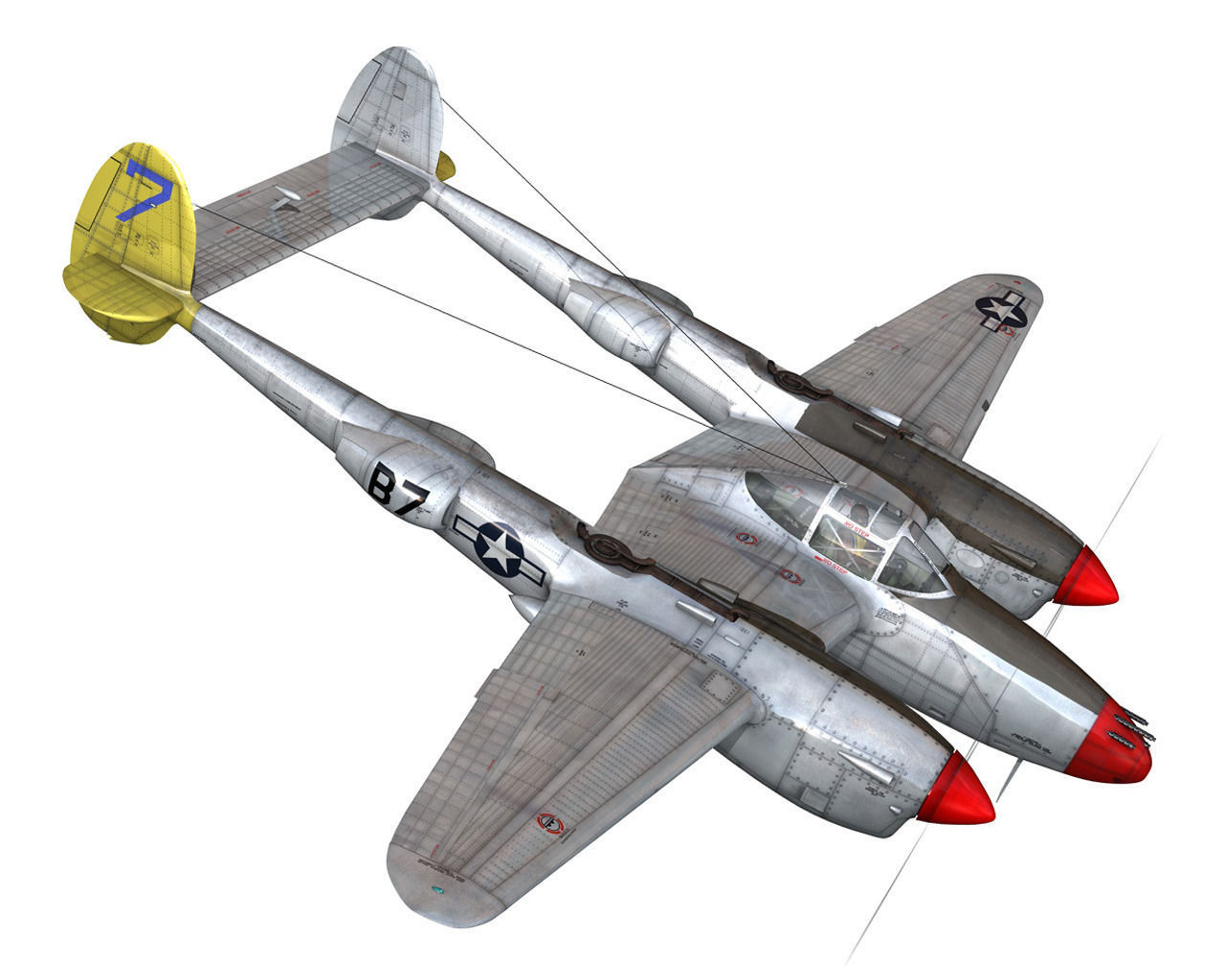 Lockheed P-38 Lightning - Beautiful Bitch 3D model_7