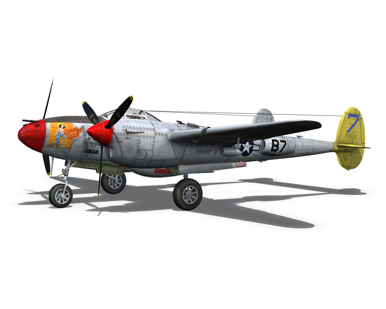 Lockheed P-38 Lightning - Beautiful Bitch 3D model_9