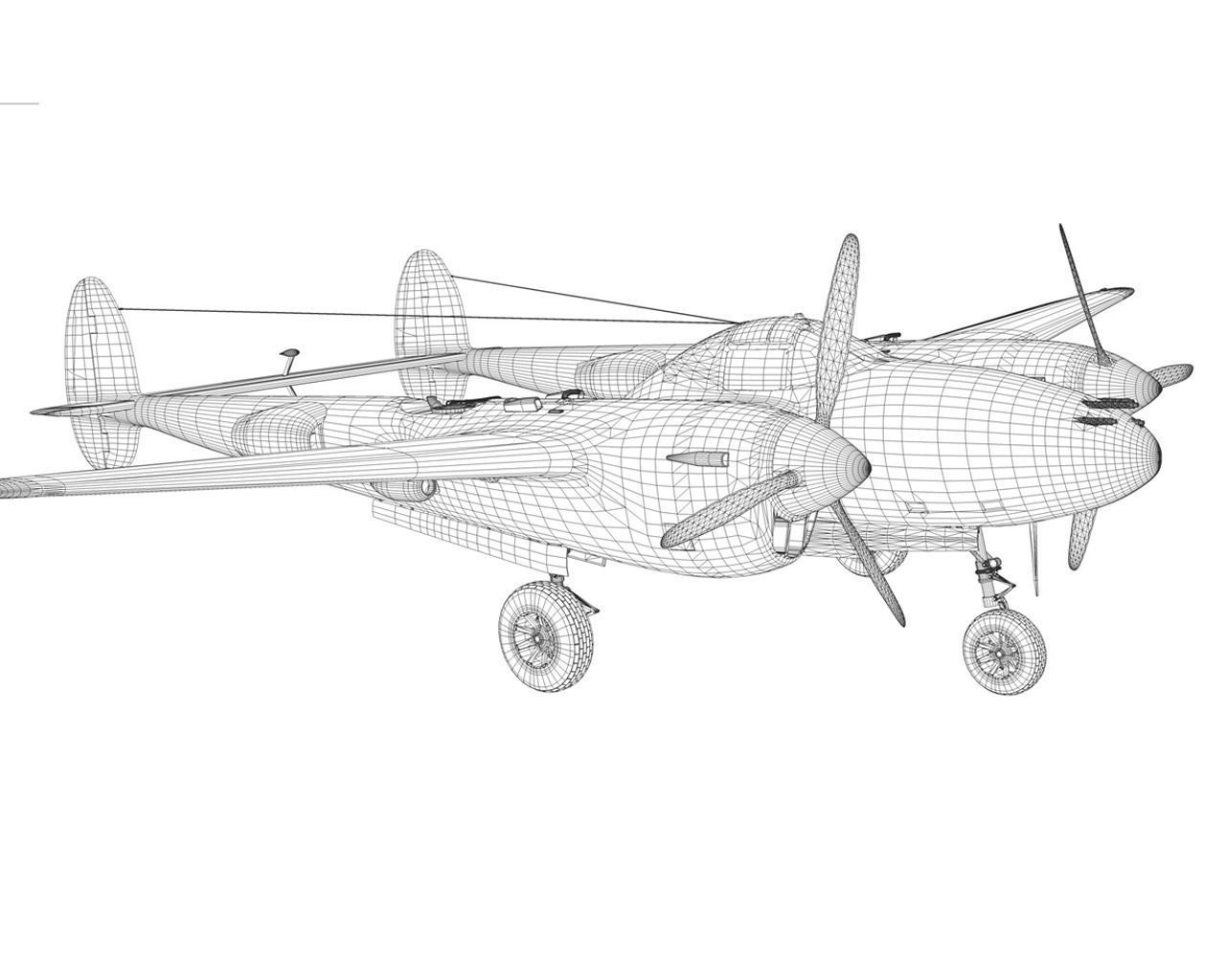 Lockheed P-38 Lightning - Beautiful Bitch 3D model_18