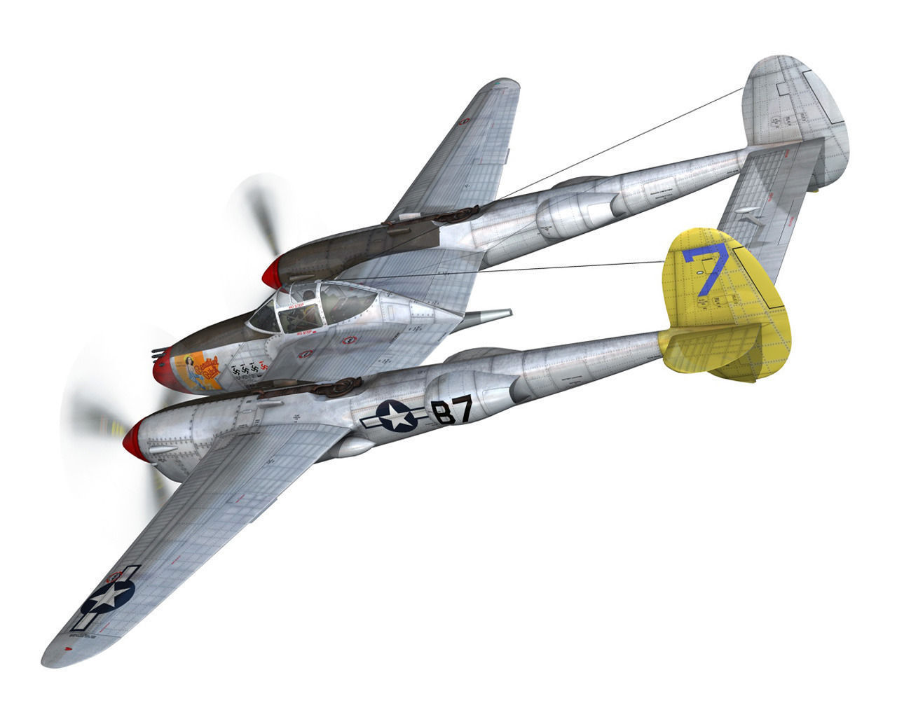 Lockheed P-38 Lightning - Beautiful Bitch 3D model_5