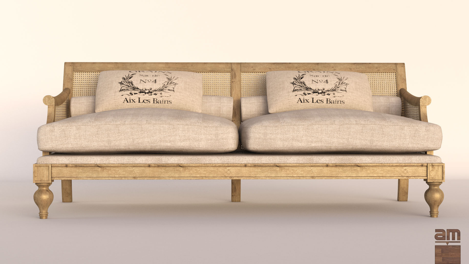 Vintage Country Sofa 3D model_2