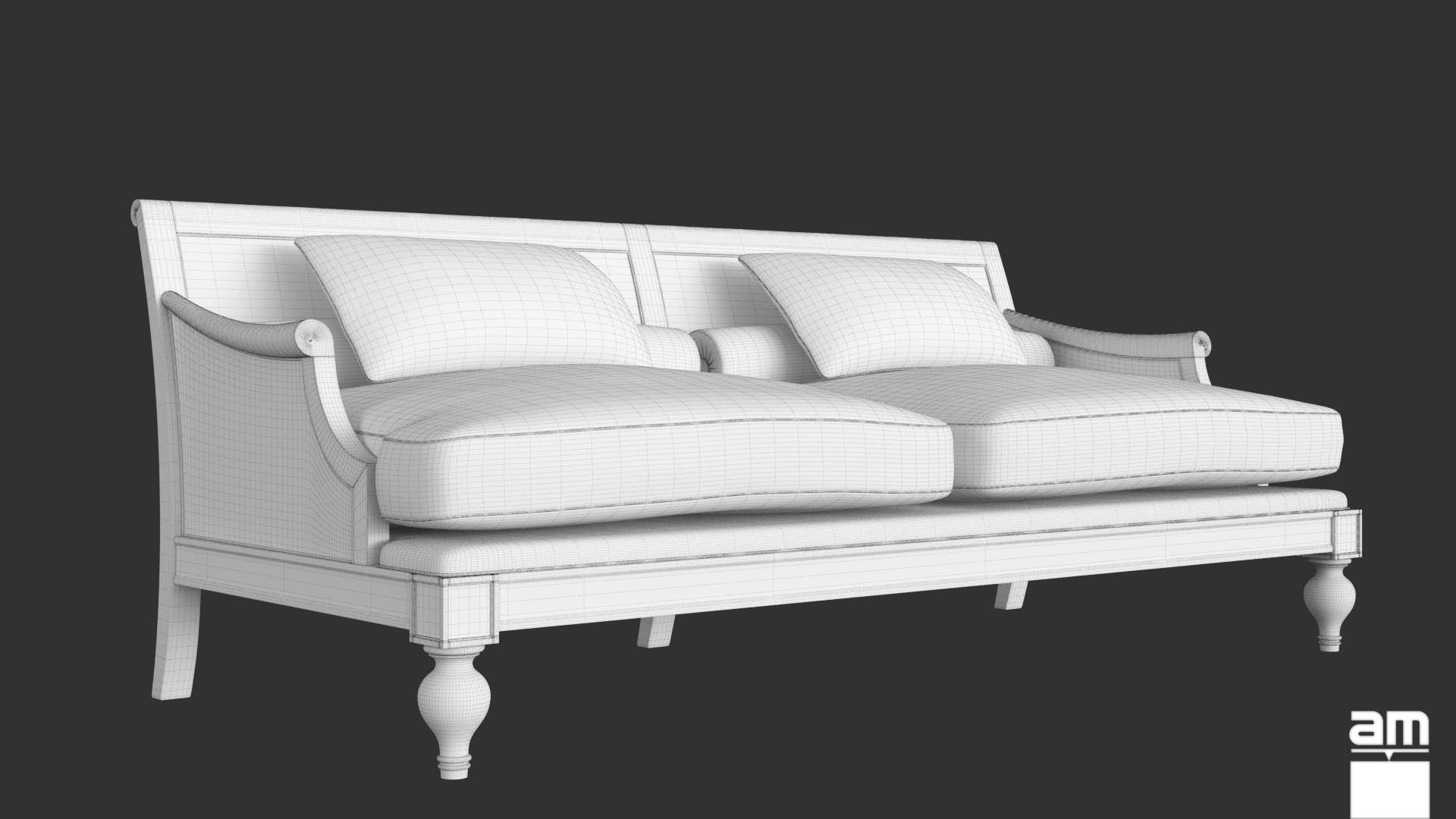 Vintage Country Sofa 3D model_6